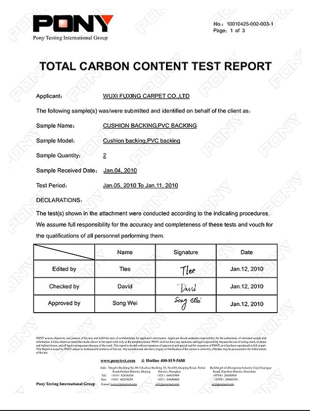 Total Carbon Content Test Report